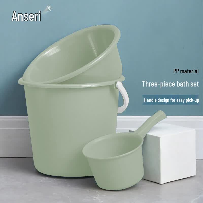 Ancellway Thickened Plastic Bucket & Basin 3-Piece Set