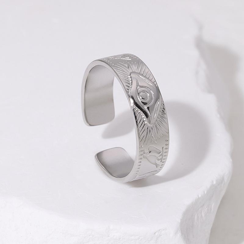 18K Gold-Plated Stainless Steel Open Ring: European & American Devil's Eye Design for Women