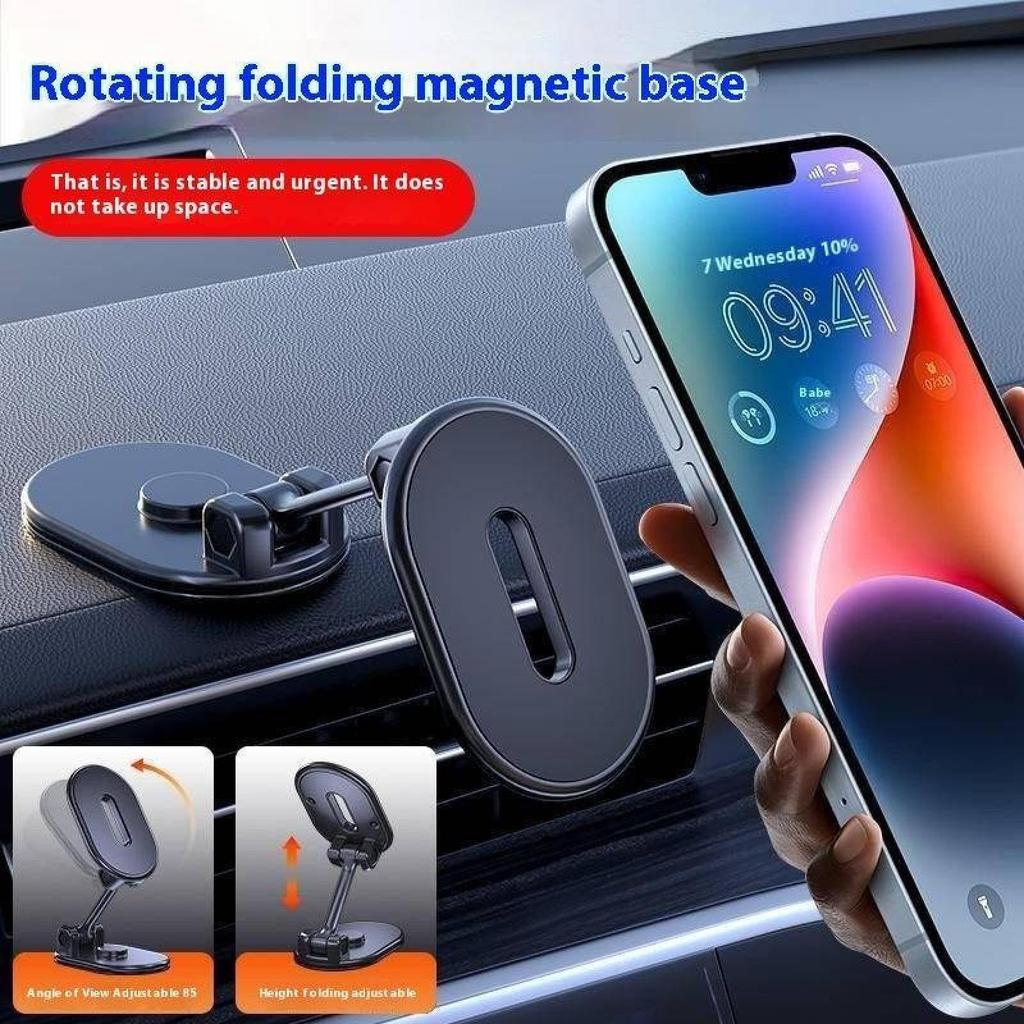 Creative Magnetic Car Mobile Phone Holder Rotating Folding Telescopic Bracket Multi-Angle Positioning Car Navigation Alloy Car Bracket