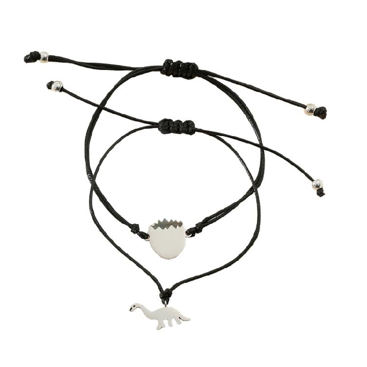 Braccialetti Trendy Neri con Design di Dinosauri Regalo per la Festa della Mamma per Duetti Madre Figlia che Celebrano Nuovi Inizi e Crescita
