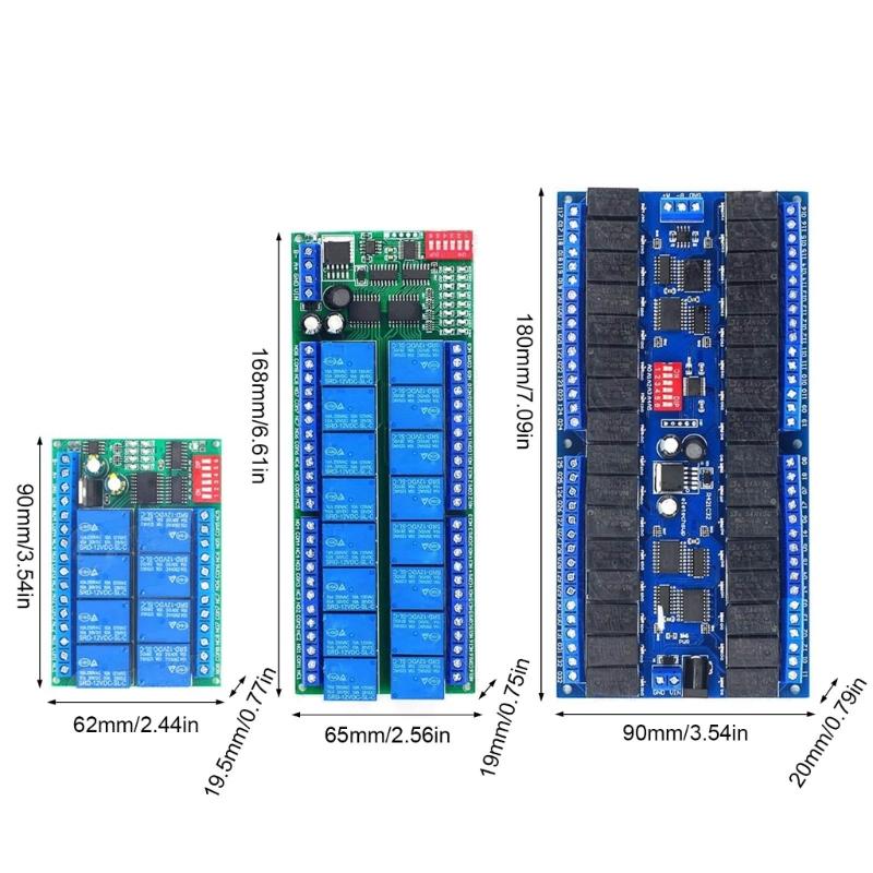 RS485 Relays Switches 32/16/8 Channel DC12V Compatibles for Modbus RTU for Industrial and Home Automation