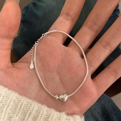 925 Sterling Zilver Liefde Bedel Liefdesarmband Glanzend Eenvoudige Stijl Hartvormig Damesarmband Verjaardagscadeau Verfijnde Fijne Sieraden
