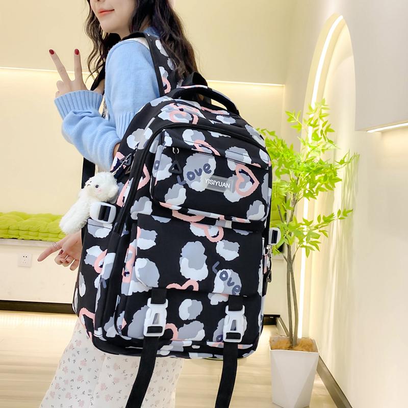 Women's Love Backpack Set Student Large Capacity School Bag Women's Four-Piece Backpack with Pen Bag