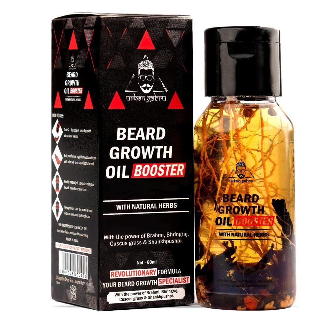 UrbanGabru Beard Booster Growth Oil for Men | Enriched with Natural Herbs & Jadibuti (60 ml)| Fills Patchy Beard | For Thicker & Longer Beard