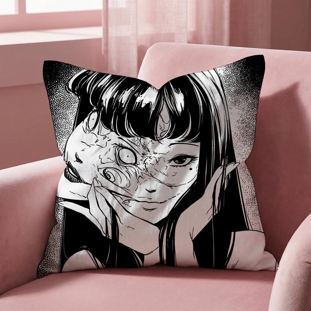 J-Junji Ito Terror Horror Cushion Cover Multi-Scene Pillow Cover for Home & Car - Reversible, Soft & Durable for Daily Use