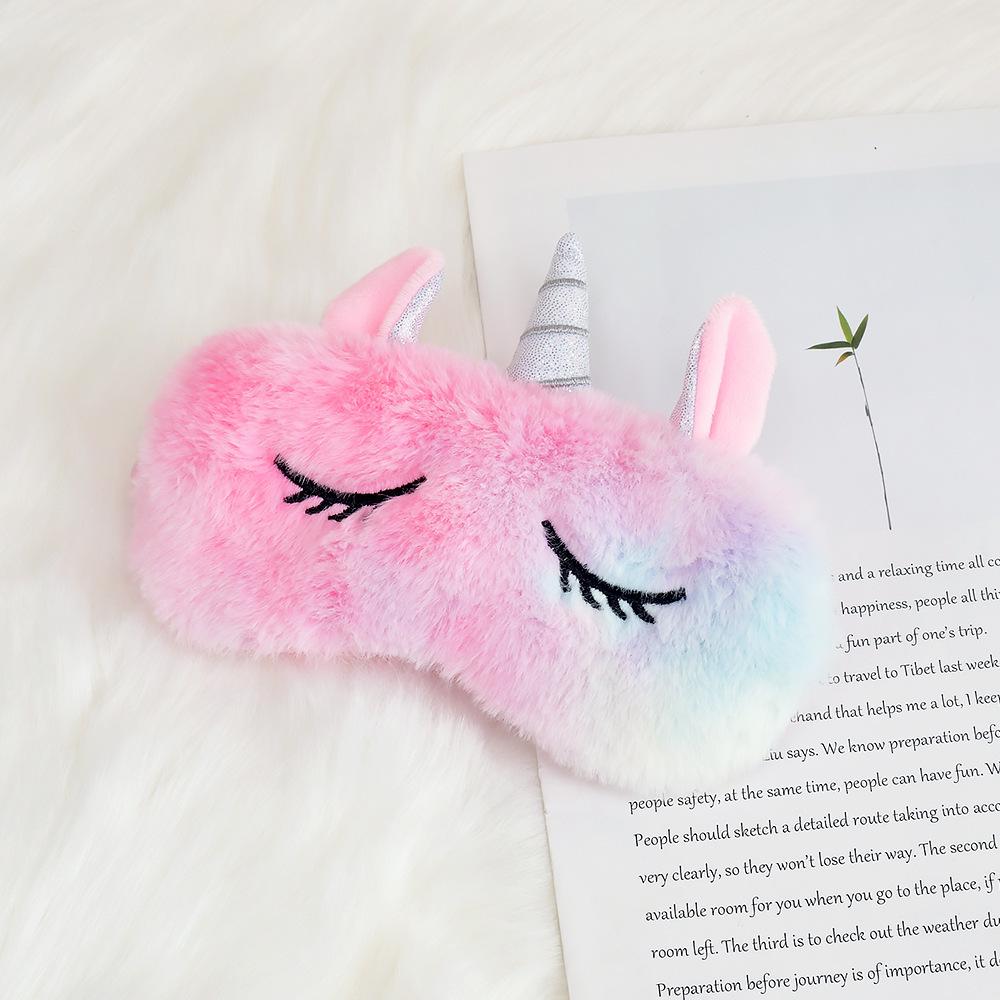 Adorable Unicorn Ear Plush Eye Mask with Rabbit Fur for Sleep