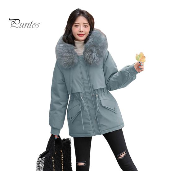 

Женская стеганая куртка, утолщенное плюшевое пальто с подкладкой и кулиской на талии, зимняя теплая стеганая куртка с капюшоном из искусственного меха для работы, уличная одежда M светло-синий