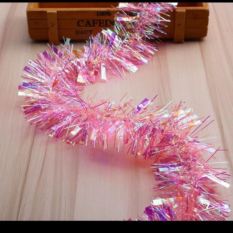 2M Weihnachtsdekoration Farbband Weihnachtsbaumspitze Ornamente Rosa Und Bunt Neujahr 2026 DIY Party Deko Zubehör