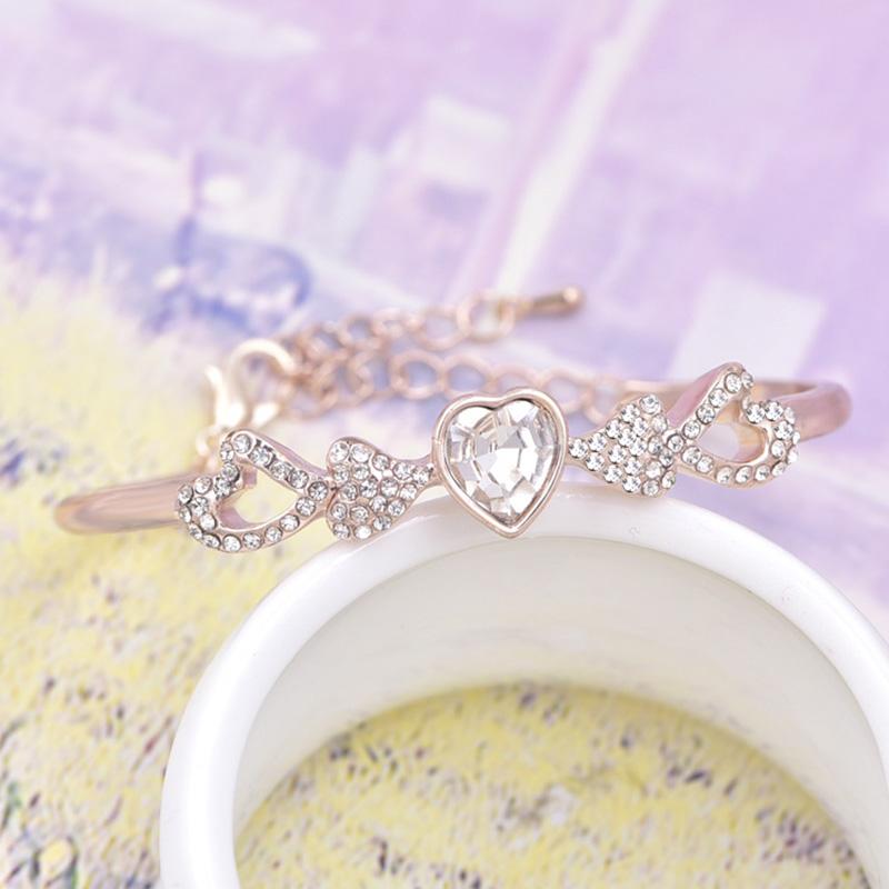Damer Elegant Krystall Kjærlighet Hjerte Armbånd