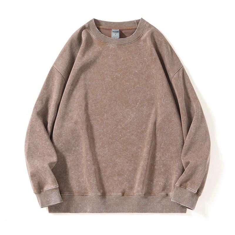 Men s Washed Distressed Hua Cotton Snowflake Batik Hoodie - European Size Pullover for Autumn/Winter XL