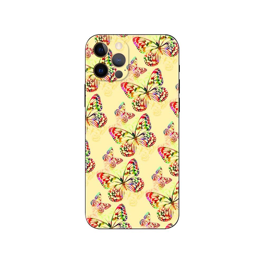 Schmetterling Blume Handyhülle für iPhone 5 5s 2020se 6 6s 7 8 plus x 10 XR XS 11 12 13 mini pro MAX schwarz TPU Rückseite