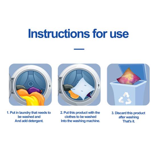 50 Teile/satz Farbabsorber Wäscheblatt Duftfrei Zuhause Wohnung Vliesstoff Farbstofffänger Kleidung Farbgreifer Trapping Sheet Kit