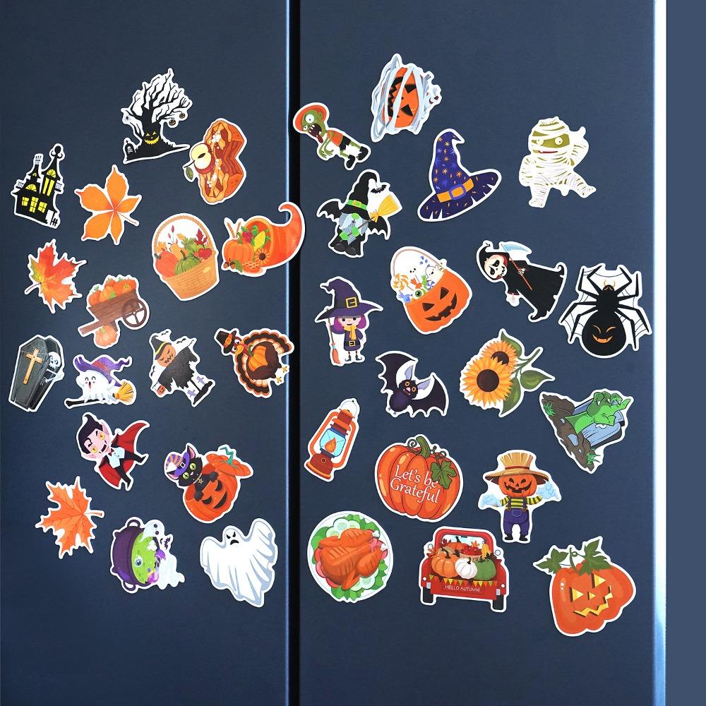 Halloween Refrigerator Sticker Magnetic Door Party Decor Pumpkin Maple Leaf Autumn Theme Soft Magnet Spooky Holiday Decoration