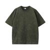 T-shirt da uomo in puro cotone pesante da 260 g, effetto retrò, con motivo a fiocchi di neve, vestibilità ampia, maniche corte