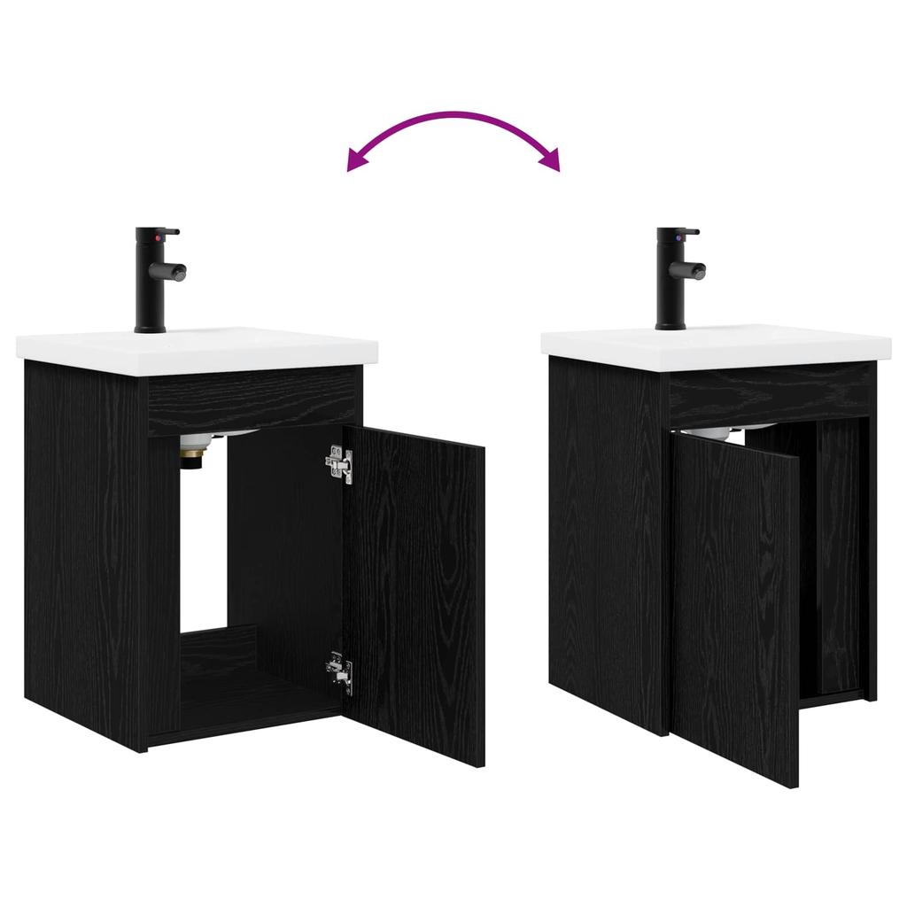 Bathroom Vanity Unit with Faucet Black Oak