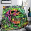 Corrosive Acid Skull and Rose Print Flannel Blanket,High Quality Comfortable for All Seasons,Home Decor,Warmth and Comfort,Perfect for Christmas Gifts