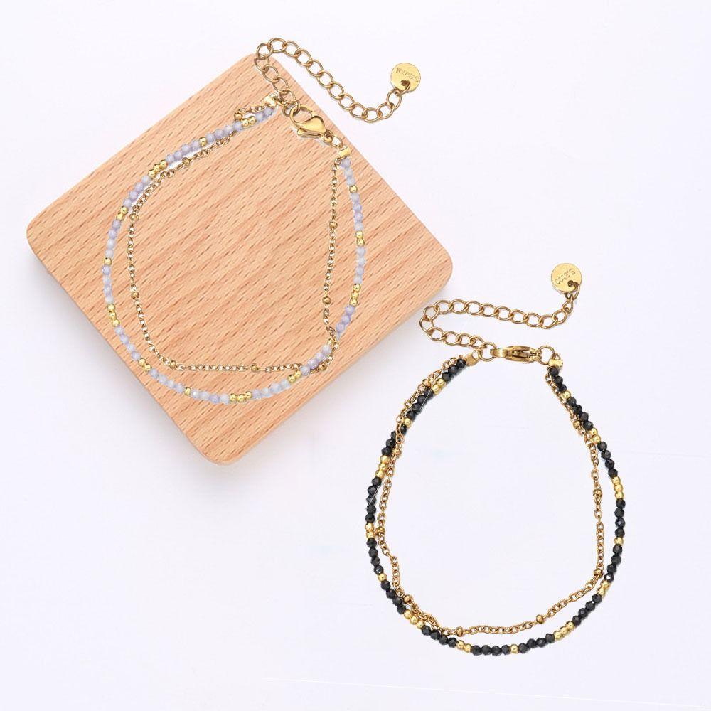 Stainless Steel Bohemia Colorful Bead Bracelets Double French Pendant  Friends Birthday Gift