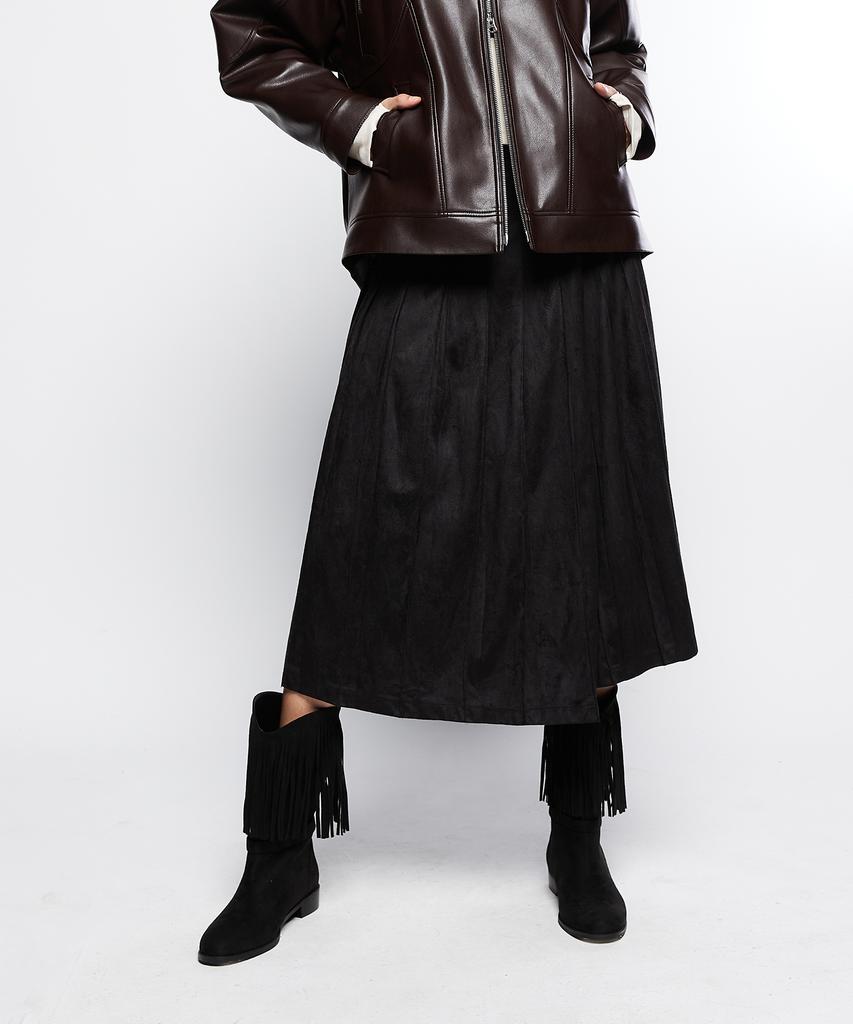 Latizen L7 Pleated Wrap Skirt(Black)