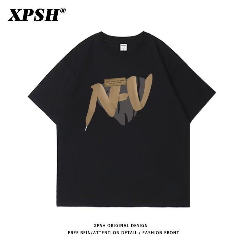 Men'S Trendy Letter Round Neck Printed Short Sleeved T-Shirt For Summer Ins Loose Casual Top