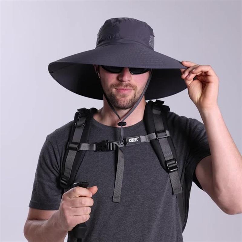 Mens Wide Brim Sun Hat Bucket Hat Breathable Waterproof Sun Protection Caps for Outdoor Hiking Camping Climbing