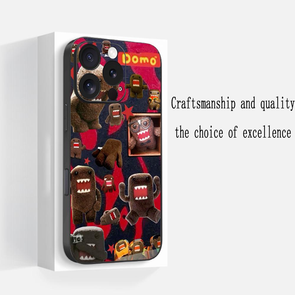 Domo kun cute cartoon anime pattern Phone Case For iPhone 17 16 e 15 14 13 12 Plus Mini Pro Max Soft black Shockproof Cover