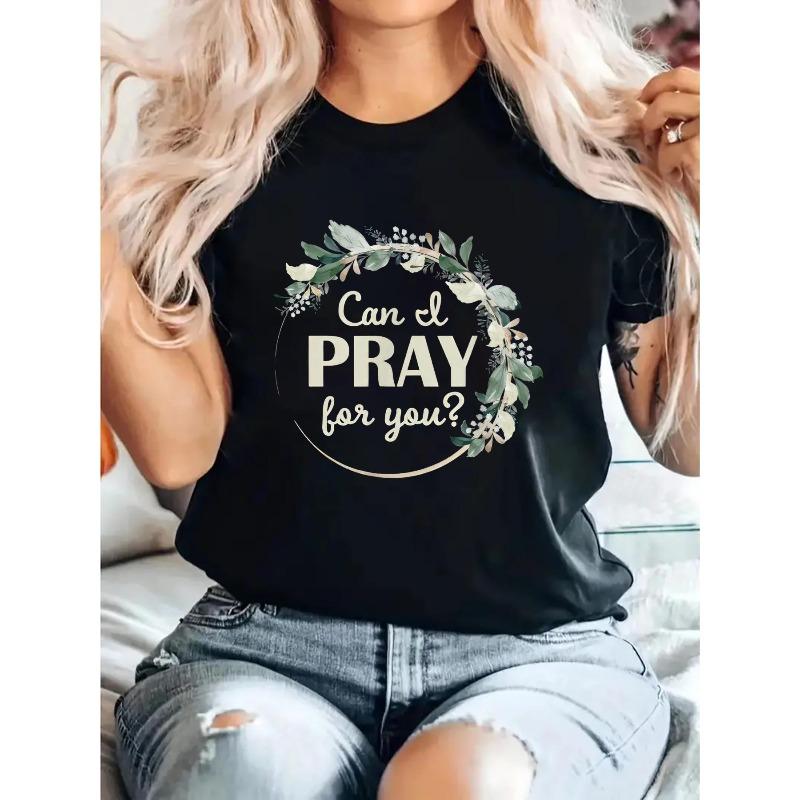

Christian Prayer Faith Graphic Tee Casual Short Sleeve Top for Women S чёрный