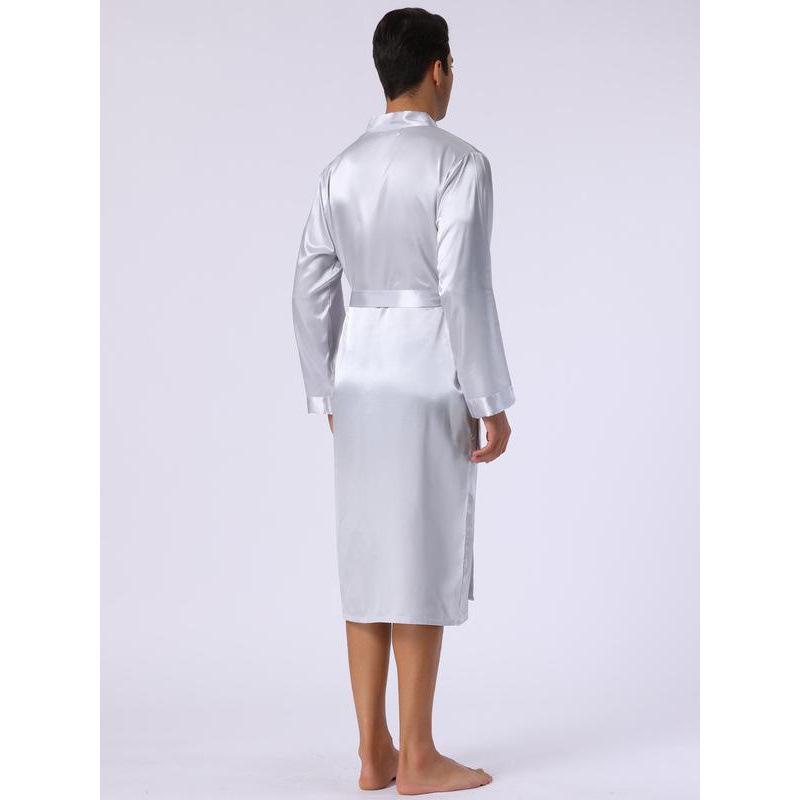 Men's Long Sleeve Satin Robe Homewear T1016