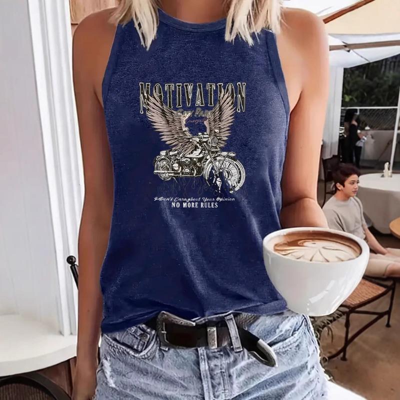 Women's Printed Sleeveless Halter Top Backless Sexy Loose Base Layer Vest