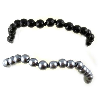 [L2667] - 2 Black Gray 'Perla' Bracelets (6 Mm)