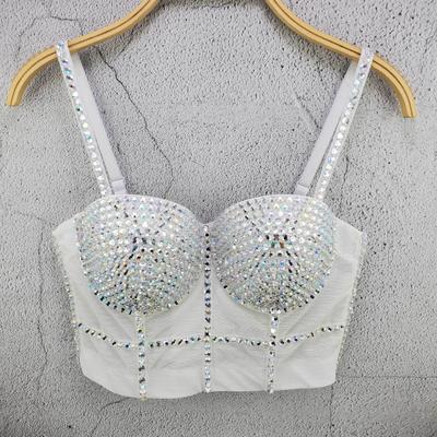 Colorful Acrylic Crystal Heavy-duty Mesh Strapless Tank Top Slimming and Stylish Women's Top Camis & Tank Tops