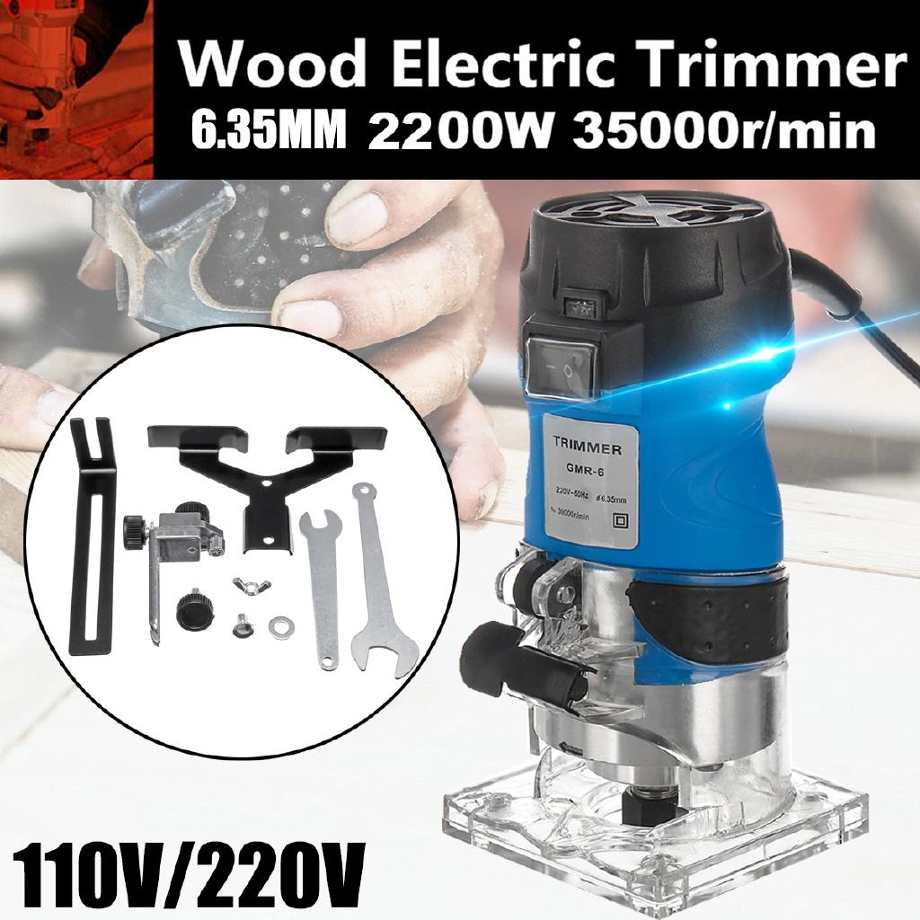 110V/220V 2200W Electric Trimmer 6.35mm 1/4" Wood Router Set Wood Laminator Joiners Edged Carving