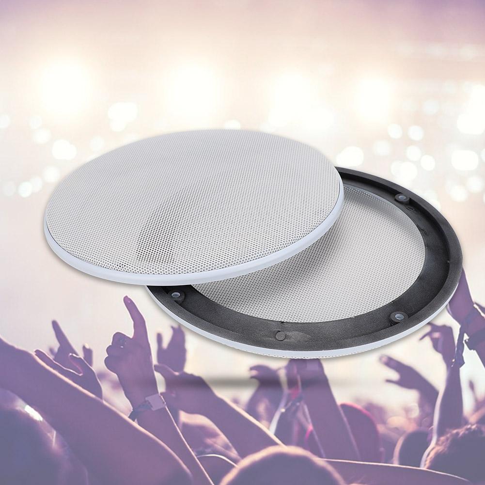 2PCS 6.5inch Speaker Loudspeaker Protective Cover Speaker Decoration(White White)