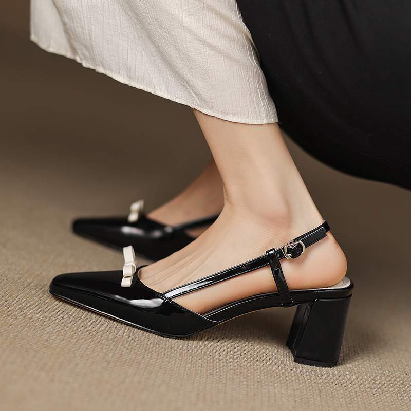 Krazing Pot Cow Skin Summer Size 42 Slingback European Design High Heels Women Superstar Square Toe Sandals