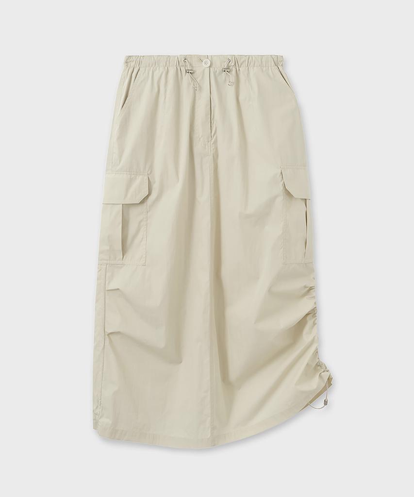 Noir For Woman Cotton Nylon Parachute Skirt (Cream)
