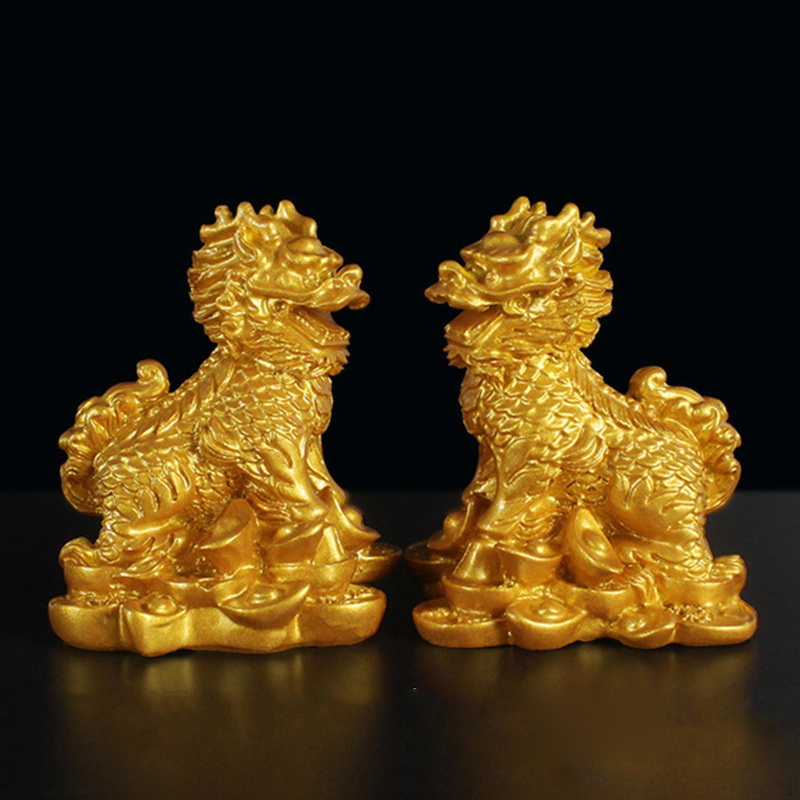 

Фэн-шуй Кайлин Скульптура Статуя Декор, китайские цифры Чи Линь для домашнего рабочего стола на открытом воздухе