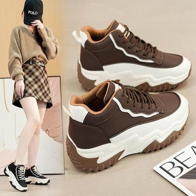 Autumn Ins Korean Style New Dad Shoes Women's Casual Sports Shoes Street Shooting Thick Bottom Height Increasing Shoes