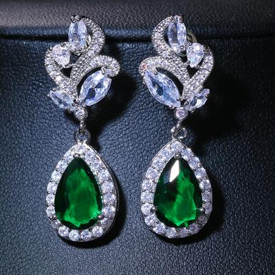 Emmaya Vintage Grüne Cz Baumeln Ohrringe Für Party Romantische Frauen 's Zubehör Geburtstag Geschenk Hohe Qualität Luxus Schmuck Groß