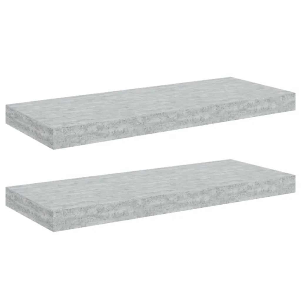 Vidaxl Półki Ścienne, 2 Szt., Szarość Betonu, 60 X 23,5 X 3,8 Cm, Mdf