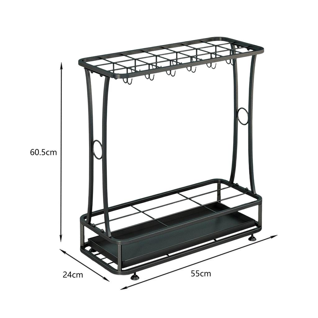 Iron Umbrella Holder with Removable Drip Tray Organizer, Storage Rack for Office Entryway