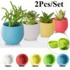 2Pcs/set Small Cute Round Home Garden Office Decor Flower Pots Succulents Removable Flower Pot Plastic Planter