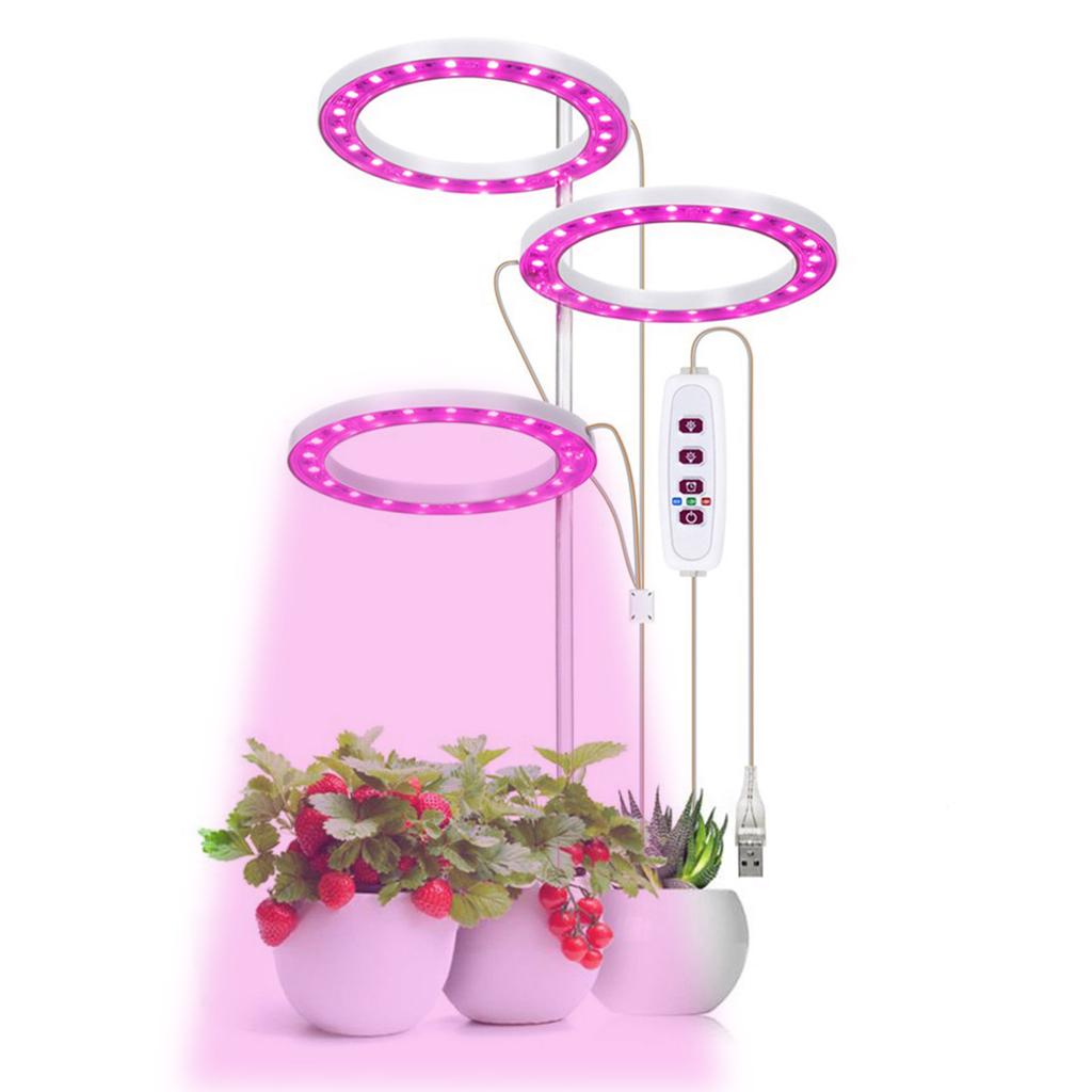 LED Plant Grow Light 5 Dimmable Modes Dual Head Timing USB Plant Lamp for Succulents Potted Plants