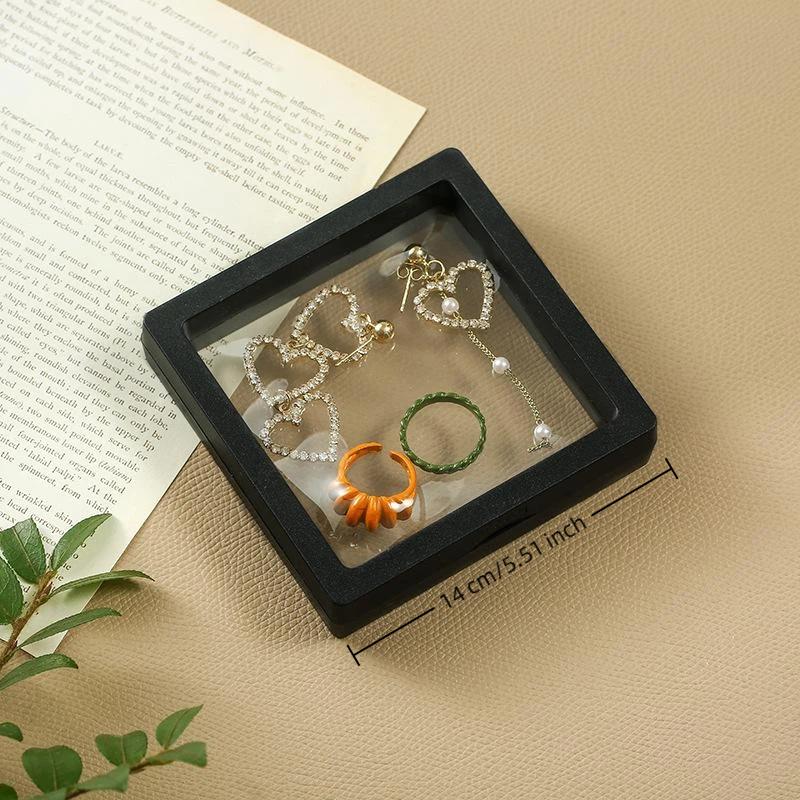 Pe Film Suspension Jewelry Box Clear Display Case Dustproof Jewelry Storage Holder For Earring Necklace Ring Bracelet Collection