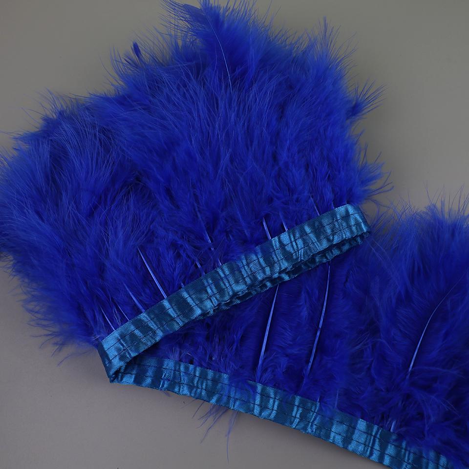 FeatherTurkey Feather Fringe 4-6inch Colorful Marabou Feather Tape for Handiwork Clothes Dress Handmade Cloth Strap Home Decoration