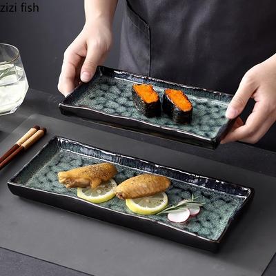 Kreative unregelmäßige Textur Keramik Sushi-Teller Flacher Teller Dessert Snack Teller Sashimi Teller Restaurant Spezialgeschirr