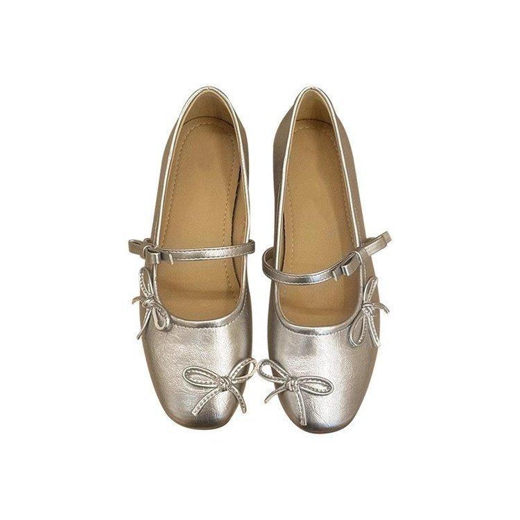 "Bordeaux Girl" Ballet Burgundy One-word Strap Shoes Women's 2025 Spring Shoes Light Mouth Mary Jane Flats