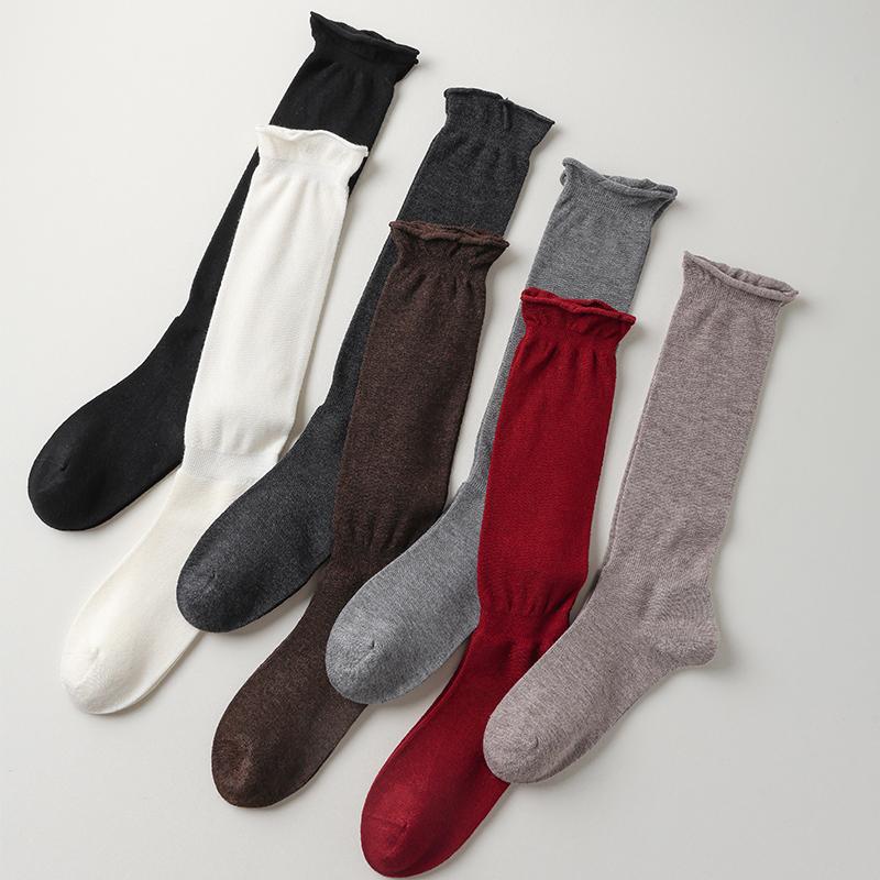 New Ultra Fine High-end Wool Women's Cuff Socks Lightweight Warm Elegant Roll Top Perfect Spring Gift for Ladies Mid-Calf Length