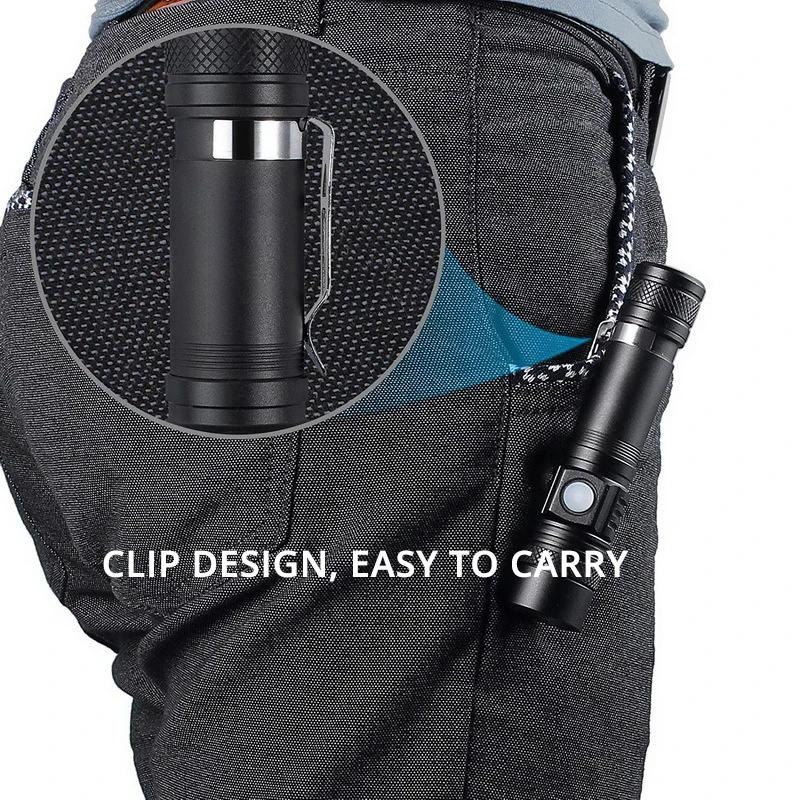 Powerful LED Flashlight USB Rechargeable 2000LM Ultra Bright Portable Work Light Power Prompt Outdoor Lighting Camping Lantern