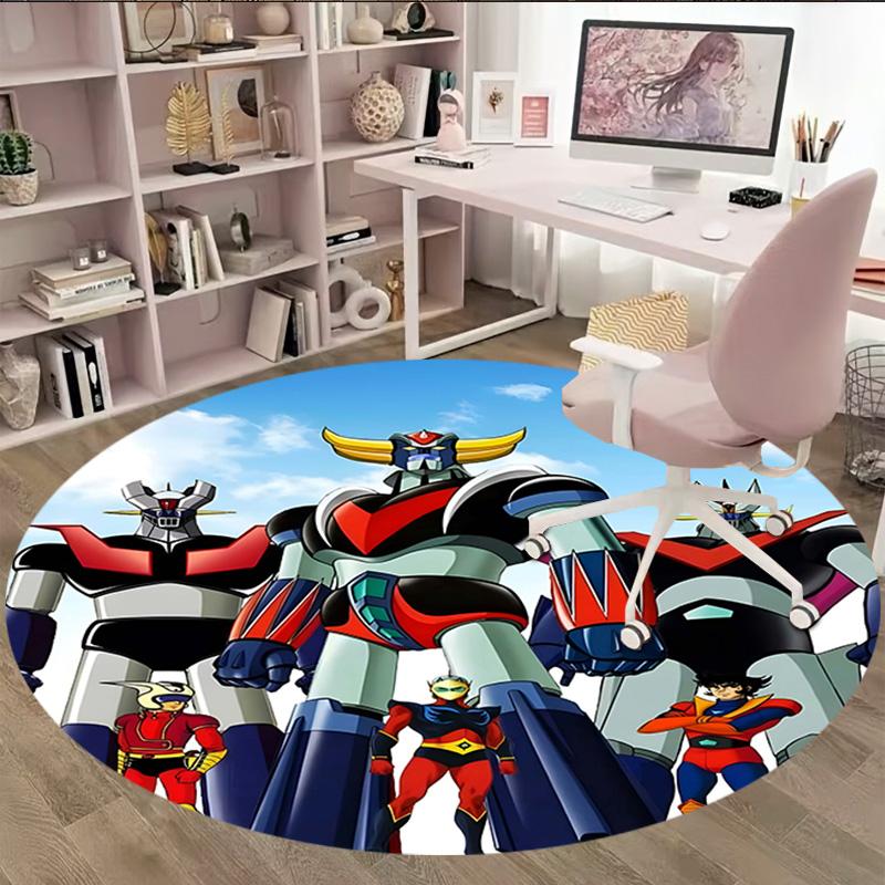 1pc UFO Robot Grendizer5 Print Round Carpet Chair Round Carpet Suitable for Bedroom Living Room Home Decorative Carpet