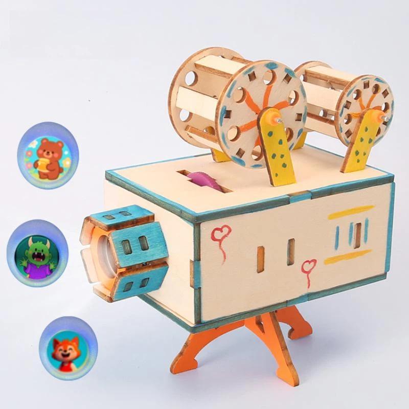 Wooden DIY Film Projector Science Experiment Kit STEM Physics Model for Teens Creative Educational Hobby Toys