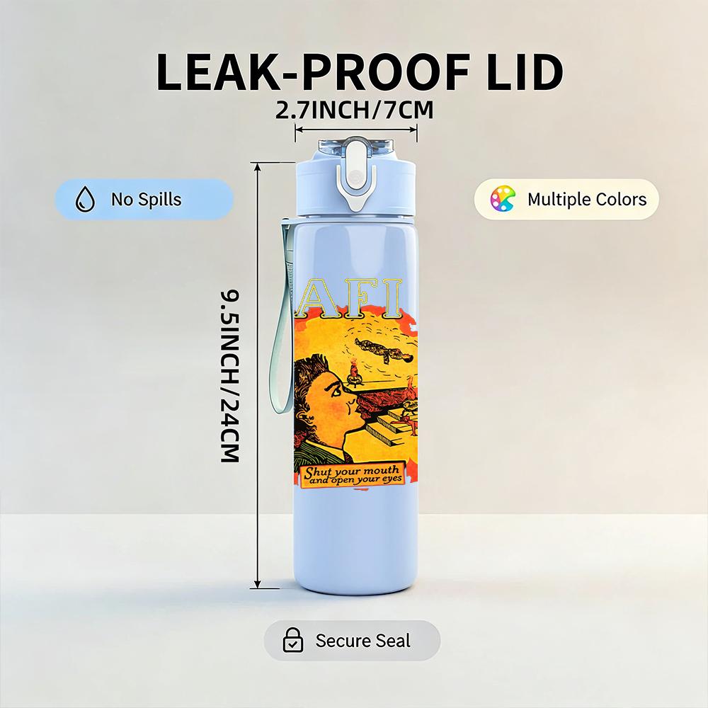 1PC Yellow Sun Mountain Retro Landscape Print 750ml Portable Sports Water Bottle Leakproof Gym Outdoor Travel Drink Cup